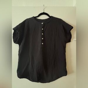 Quince Organize Cotton Gauze Roll Sleeve Shirt